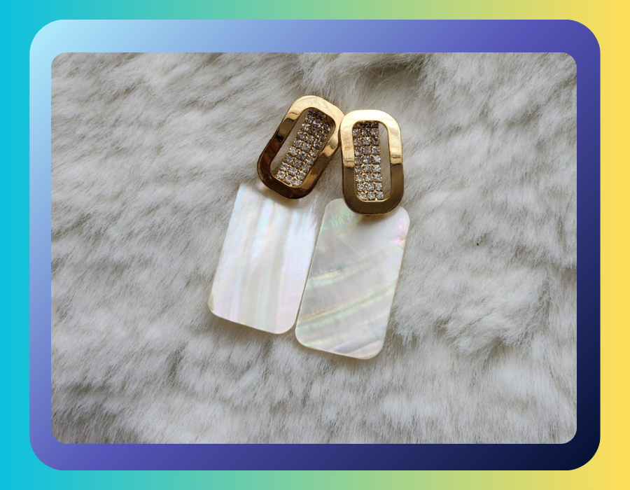 Fashion & Accessories - Pearl Rectangular Shape Earrings