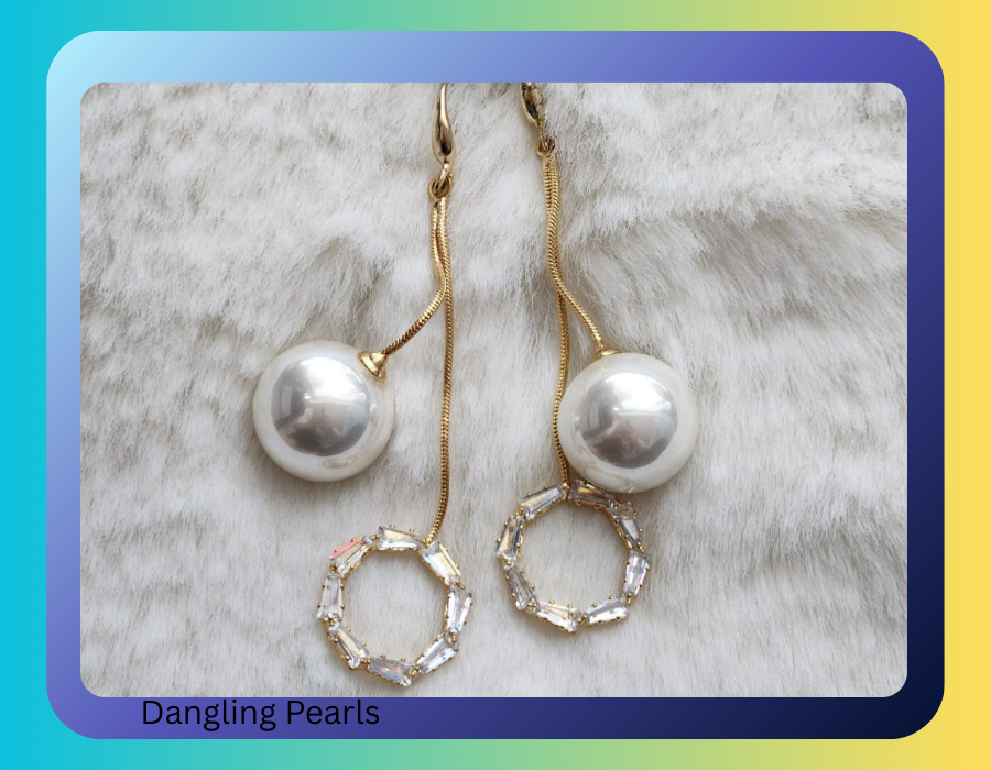 Fashion & Accessories - Dangling Pearl Circle Earrings