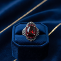 Garnet & Marcasite Vintage Cocktail Ring