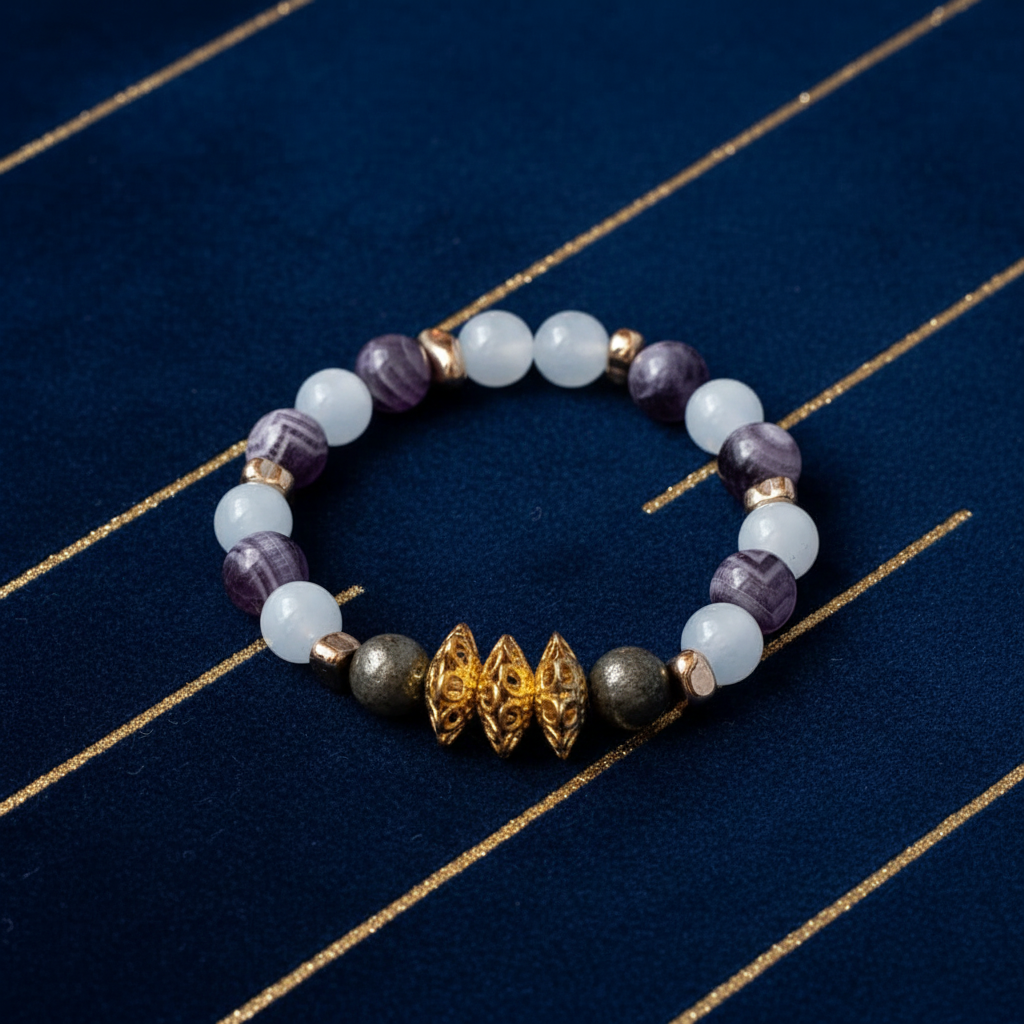 Lotus Soul Bracelet – Amethyst, Angelite & Labradorite