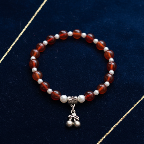 Cherry Charm Bracelet – Carnelian & Pearl