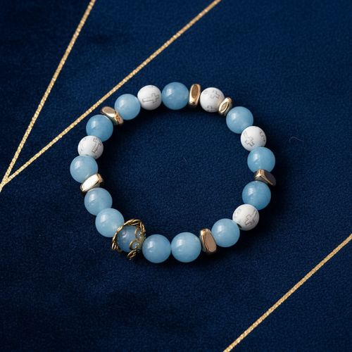 Crown Jewel Bracelet – Aquamarine & Howlite Gemstone