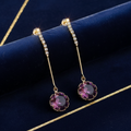 Twilight Drop Earrings – Amethyst Crystal & Gold Bar