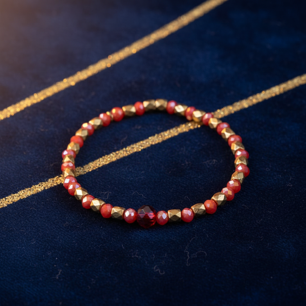 Little Sparkle Bracelet – Red Crystal & Gold Kids