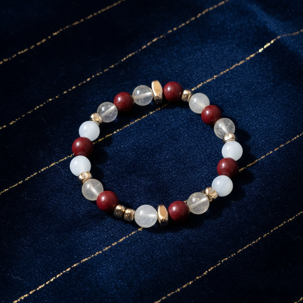 Passion & Peace Bracelet – Red Jasper, Moonstone & Angelite
