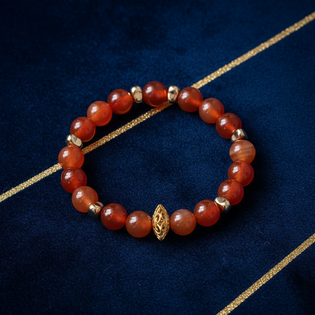 Pure Carnelian Gold Filigree Bracelet