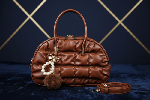 Quilted Brown Leather Handbag
